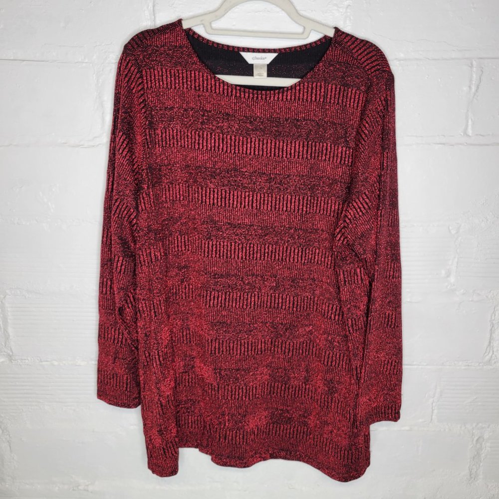 CJ Banks Women's Size 2X Pullover Sweater Red Sparkle